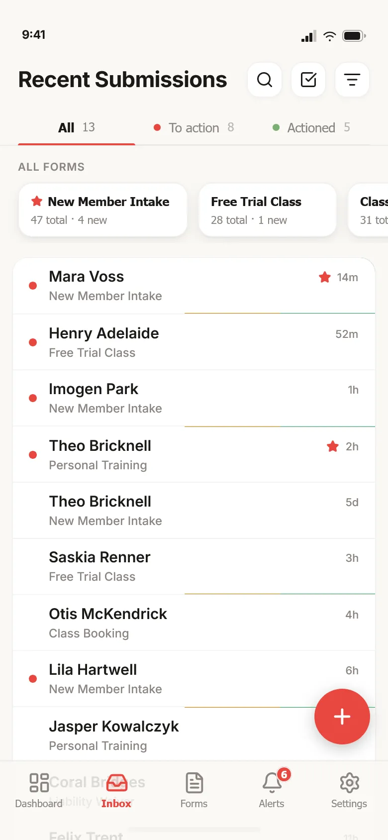 FitForms Mobile screen