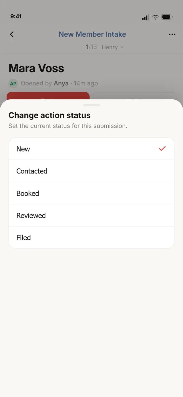 Status · a sheet