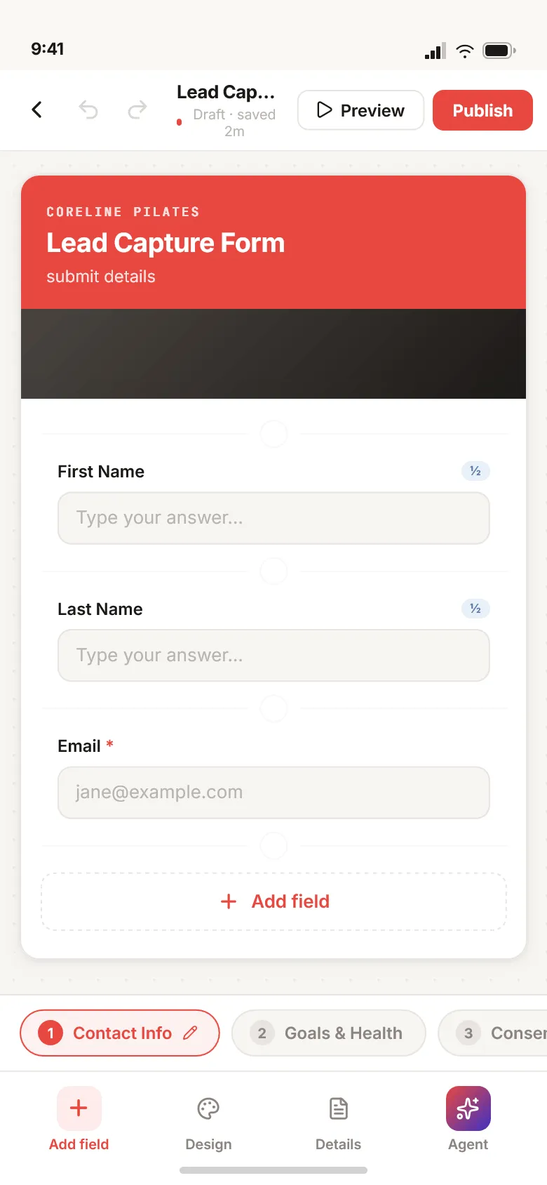 FitForms Mobile screen