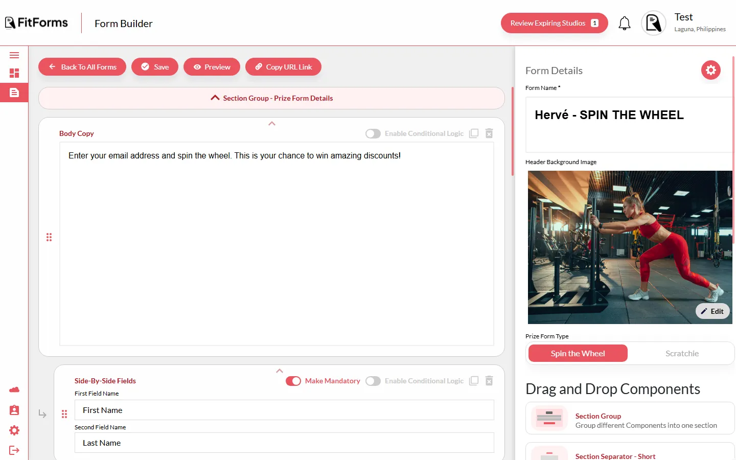 FitForms v1 prize builder