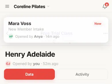 Detail screen, swipe down for the previous submission